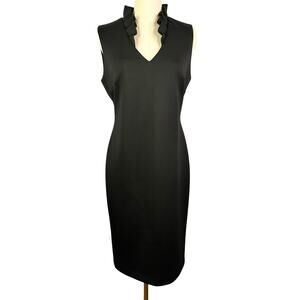 Calvin Klein Ruffled Scuba Sheath Dress size 8 black womens